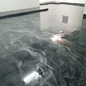 empty room with some lights on the floor