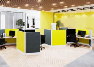 Modern Yellow and Gray Colored Office Furniture