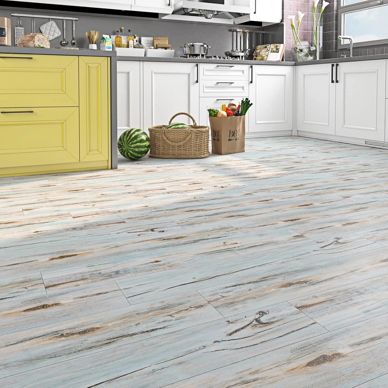 Blue Reclaimed Wood Peel Stick Vinyl - Image 3