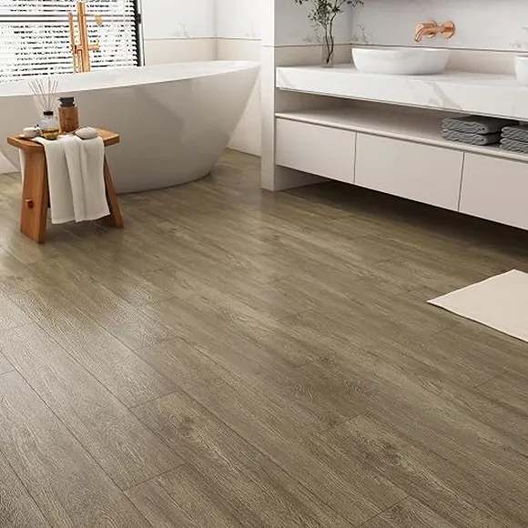 Brown Wood Grain Self Adhesive Flooring 2