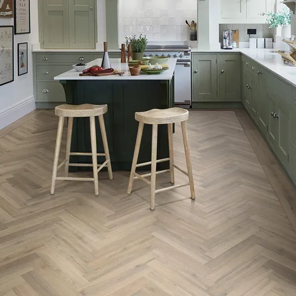 Polyflor Camaro Naked Blond Oak Gluedown Herringbone LVT