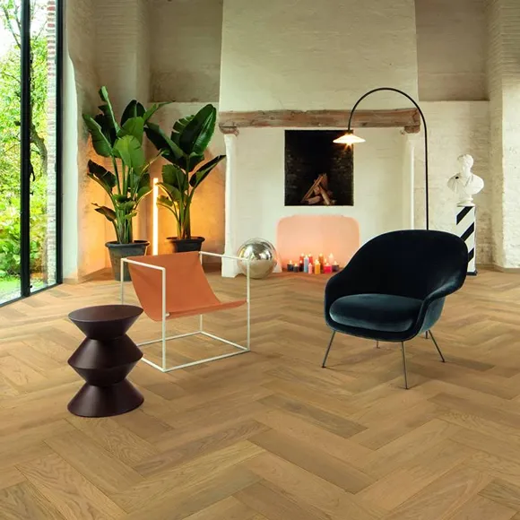 Pure Light Oak Click Herringbone Flooring