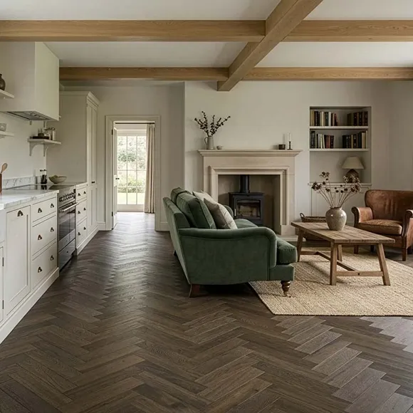 Rustic Espresso Herringbone Engineered Flooring