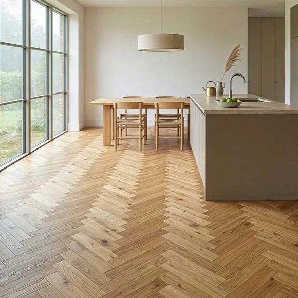 Rustic Natural Herringbone Wood Flooring 2