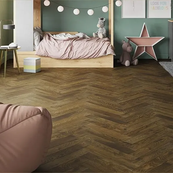 Tawny Brown Herringbone Wood Flooring