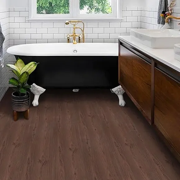 Walnut Brown Peel Stick Vinyl Flooring
