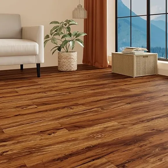 Warm Brown Peel Stick Vinyl Flooring