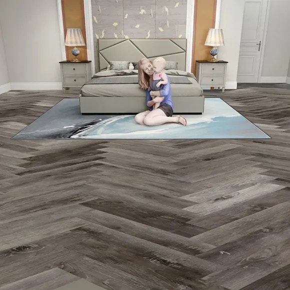 Weathered Ash Herringbone LVT Flooring