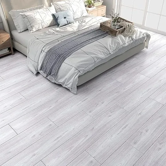 White Wood Grain Peel Stick Flooring